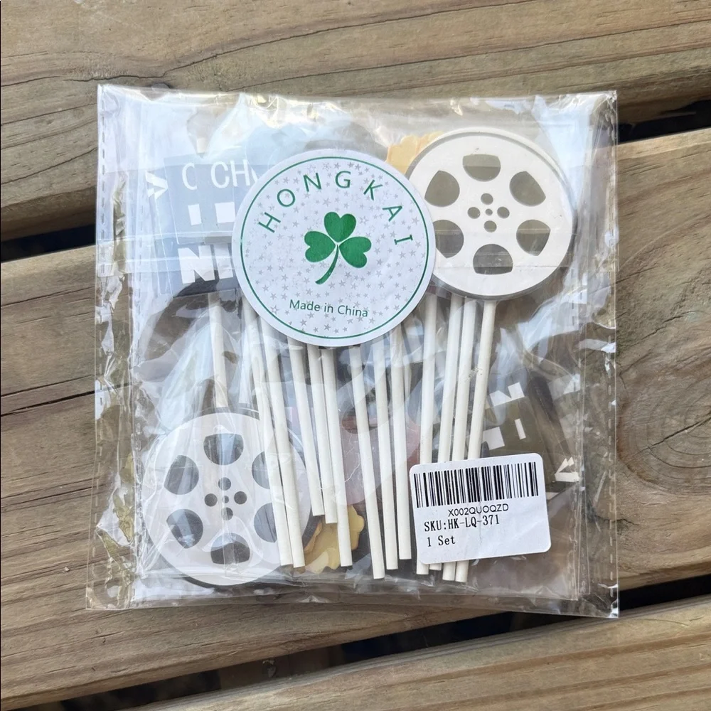 NWT 24 Movie Film Themed Popcorn Movie Ticket Light Camera Cake Toppers Cupcake